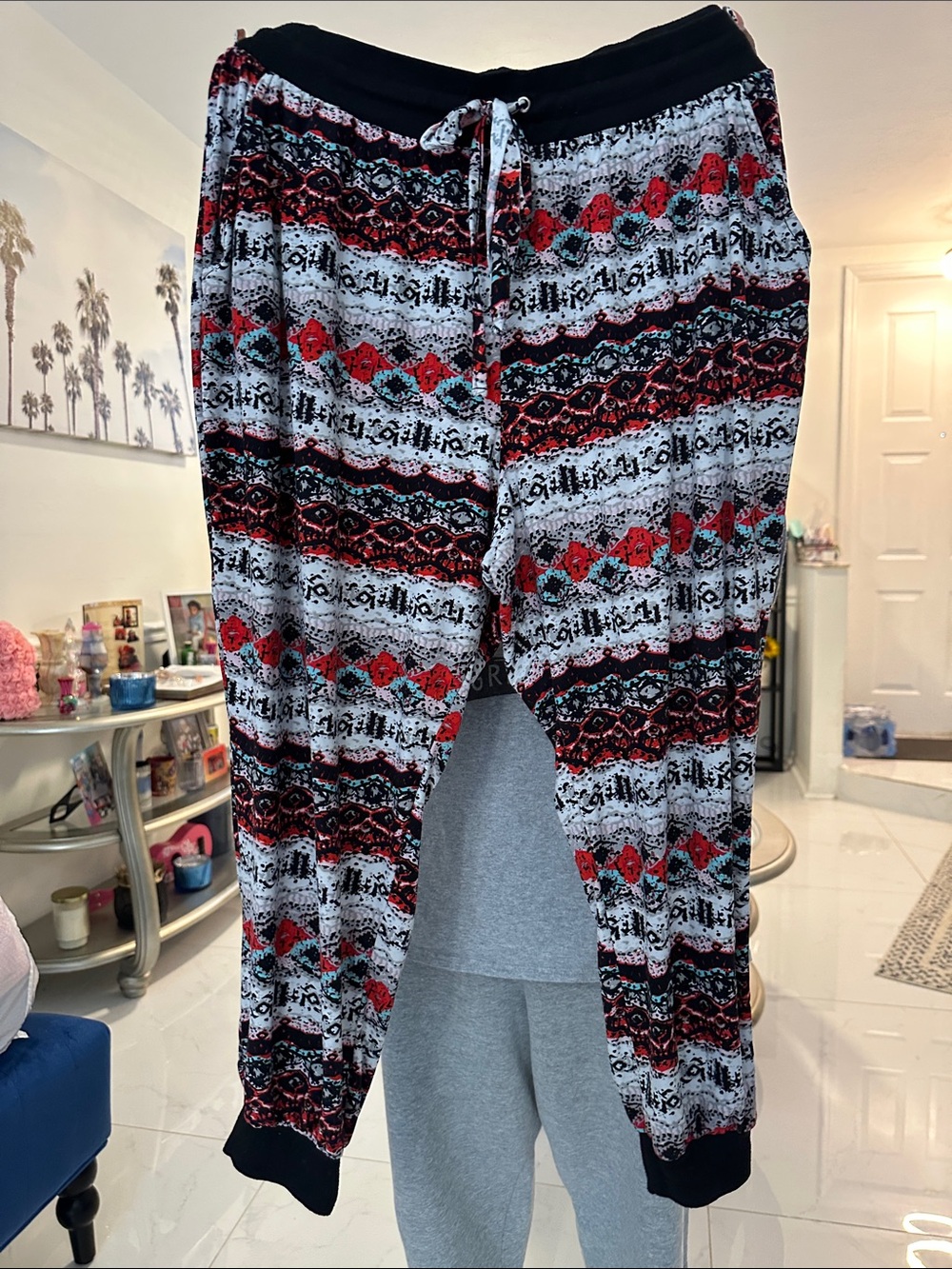 eye candy Black, Red & White Patterned Jogger Pants